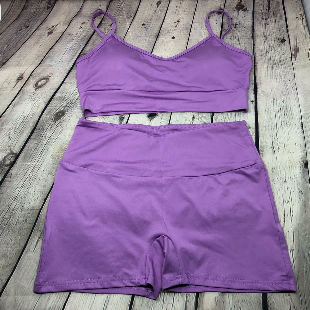 πππ Lavender Matching Workout Short Set - Picture 3 of 15
